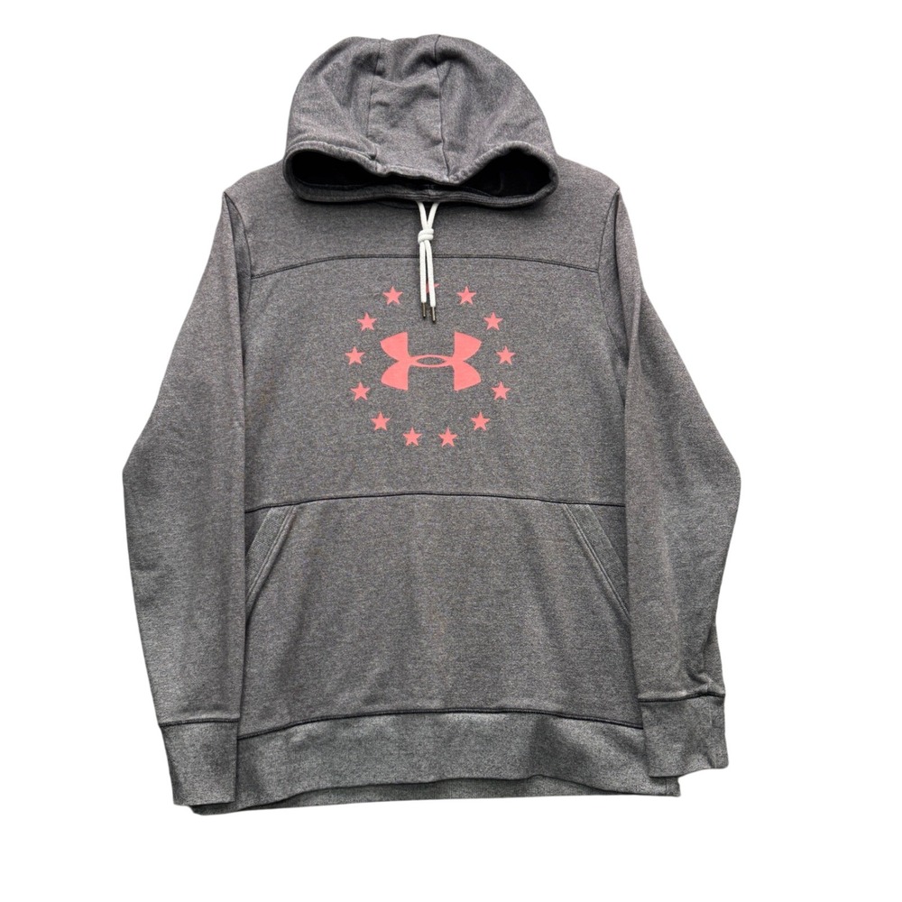 Under Armour Threadborne Hoodie Womens L Gray Long Sleeve Logo Fleece Athletic